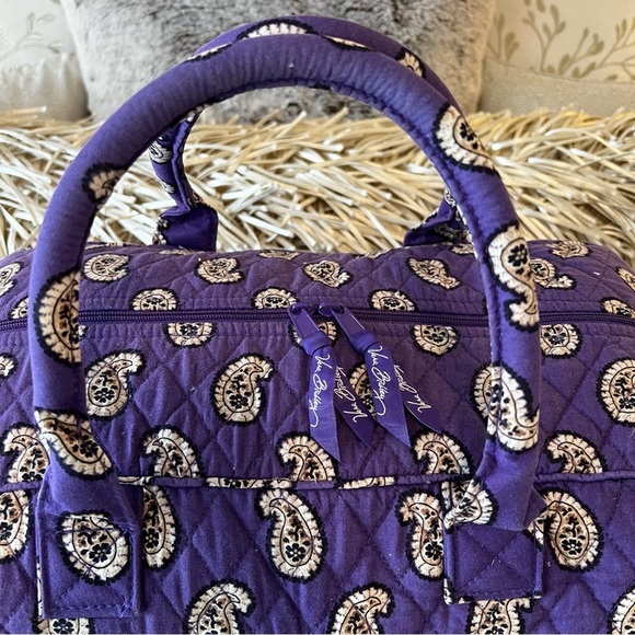 VERA BRADLEY Simply Violet 2010 Weekender Bag Purple Paisley Bandana Y2K Travel - Picture 3 of 16